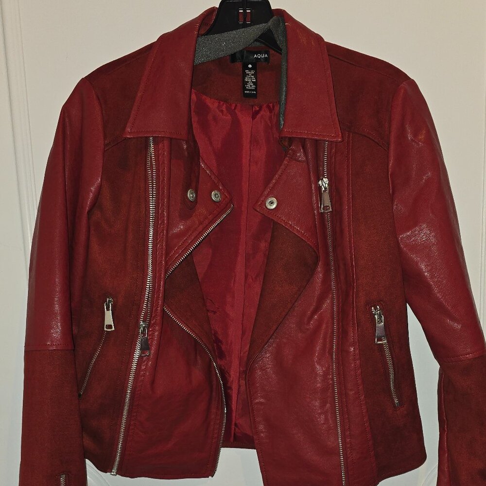 Burnt Red Faux Leather Jacket
